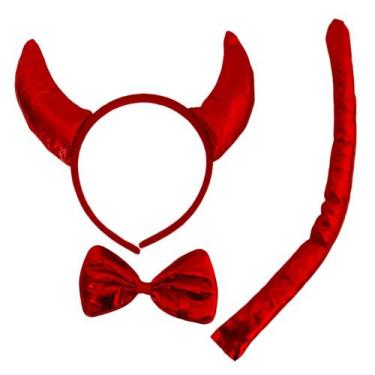 Imagem de Kit Tiara Diabinha Adulto Fantasia Halloween Carnaval Bloco