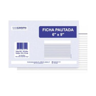 Imagem de Ficha Pautada 6x9 Grande Bloco Com 100 Fls Sidgraph