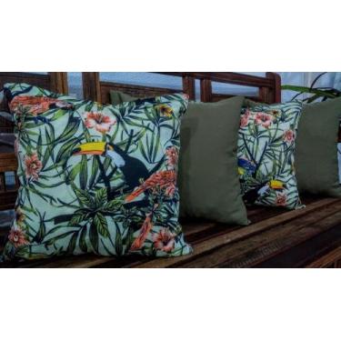Imagem de  kit 4 capas de almofadas Gorgurinho/ Oxford Verde Caqui 45x 45 - Thai