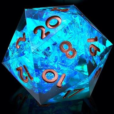 Imagem de DND Single D20 Dice with Resin Sharp Edge 20 Sided D&D Dice, 22Mm Handmade Polyhedral for Dungeons and Dragons, RPG, Roleplaying Games MTG Table Games(Blud Red)