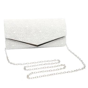 Imagem de Bolsas de mão brilhantes para mulheres, bolsas de mão para noite, envelope de ombro, bolsas de festa, casamento, coquetel, formatura, Prata