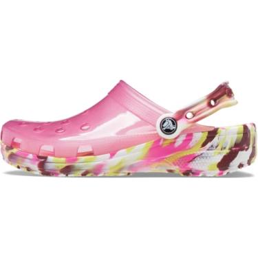 Imagem de Crocs Tamanco unissex adulto clássico translúcido marmorizado, Fúcsia Fun/Multi Marmorizado, 44