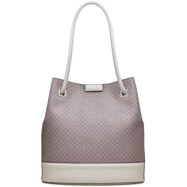 Imagem de Calvin Klein Bolsa feminina cinza – Norte/Sul, couro vegano, 2 bolsos, Amêndoa/Castanho-Acinzentado/Querubim Branco, One Size
