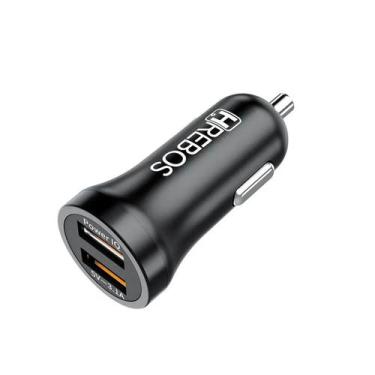 Imagem de Carregador Veicular com 2 Entradas USB/Cabo Micro V8 HREBOS, Preto
