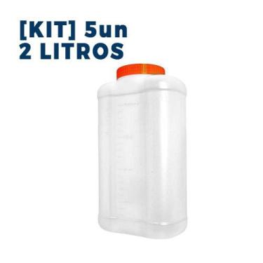Imagem de Kit Coletor de Urina 24 Horas 2L  Translúcido  Com Tampa Laranja 5 UNI