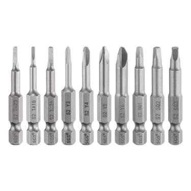 Imagem de HARFINGTON Conjunto de 10 peças de chaves de fenda, haste sextavada de 1/10.2 cm, 50 mm/5.1 cm de comprimento, cabeça triangular quadrada magnética em forma de Y, brocas hexagonais S2 de aço