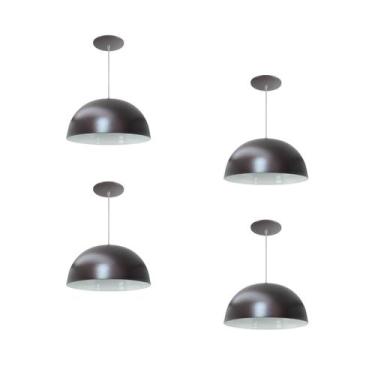 Imagem de Kit 4 Luminária Pendente Meia Lua 24cm Com Interior Branco Brilho Fiaç