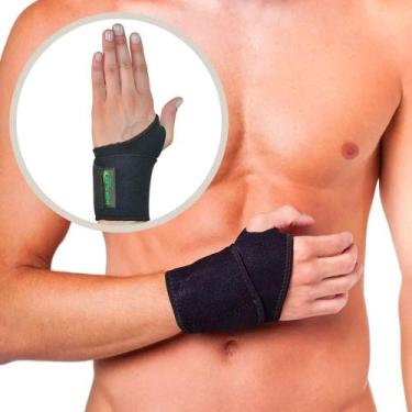 Imagem de Munhequeira Tensor de Pulso Anatômica Ajustável Preta Neoprene Bilater