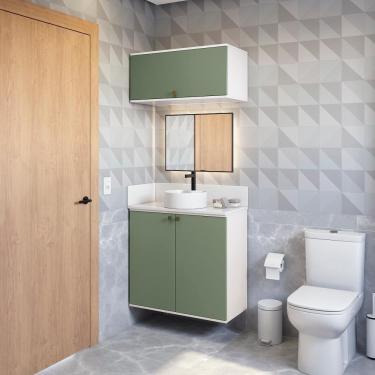 Imagem de Conjunto Para Banheiro Com Basculante Kappesberg Celeste 2 Peças Branco/verde 80cm