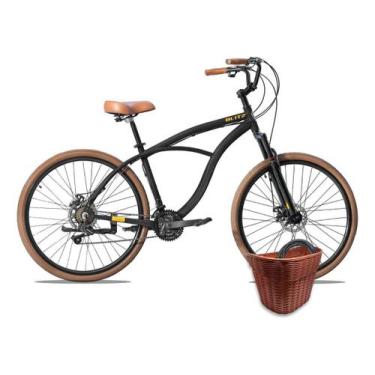 Imagem de Kit bike blitz terral beach cruiser 21v + cestinha e cadeados, Preto, 