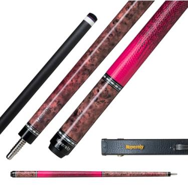 Imagem de Moyerely Taco de sinuca de fibra de carbono, bastão de sinuca de baixa deflexão de 11,8 mm/12,5 mm, bastão de sinuca profissional com estojo (bordo de olho_rosa, 12,5 mm)