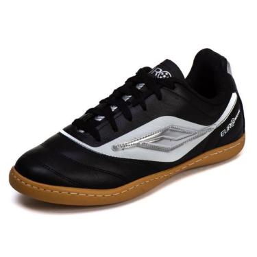Imagem de Chuteira Adulto Couro Futsal Euro Soccer 4603CA - As097, Preto, Branco