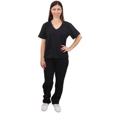 Imagem de Pijama Cirúrgico em Gabardine com Elastano - Demorgan Uniformes, Preto