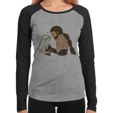 Imagem de Baby Look Raglan Khal Drogo e Daenerys Targaryen Manga Longa - Foca na