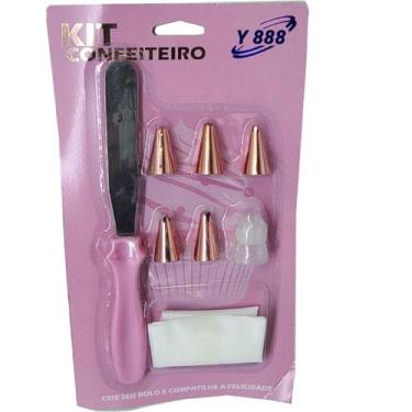 Imagem de Kit Confeiteiro COntendo 1 Saco 5 Bicos De Metal 1 Espátula - ELLO