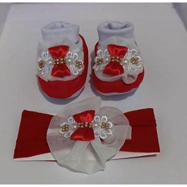 Imagem de Pantufa Infantil com Faixa de Meia Grande - Sapatinho Bebê - Laços Eli