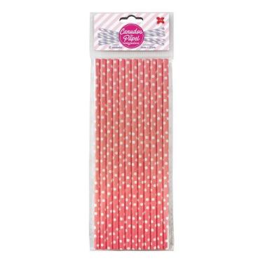 Imagem de Canudo de Papel Rosa com Poá Branco 6mmx200mm - 4344 - 12 unidades - M