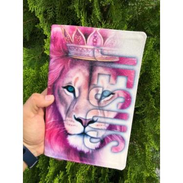 Imagem de Bíblia Glitter 100% ARC Leão JESUS Pink - com harpa e índice - Cpp