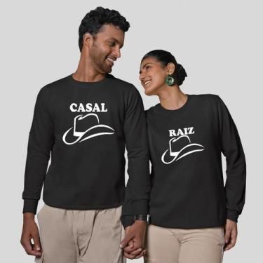 Imagem de Kit 2 Blusas Frio Moletom Careca Sem Capuz Casal Namorados Casal Raiz 