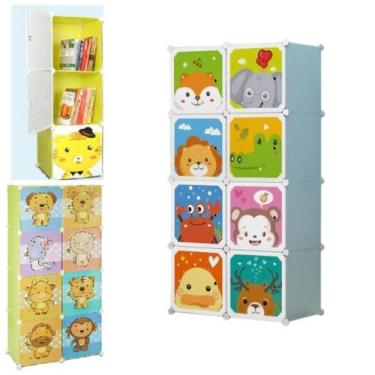 Imagem de Armario infantil modular 8 portas portatil guarda roupas - Tempo Real