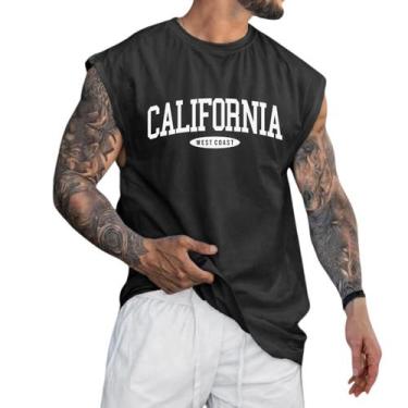Imagem de Camiseta Regata Oversized Masculina Cavada Academia California Treino 