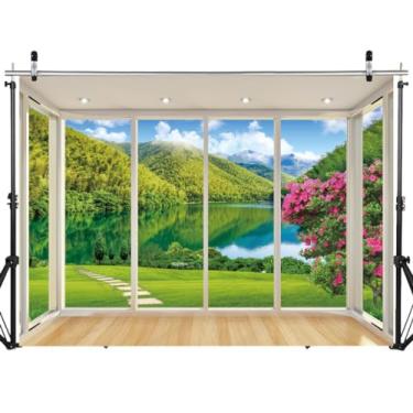 Imagem de DHXXSC Cenários fotográficos de janela de 2,8 x 1,8 m, cenários para escritório, casa, escritório, videoconferência, decoração de casa, cenários internos, cenários externos, cenário DH-266