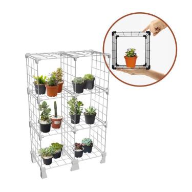 Imagem de Prateleira Suporte para Plantas 6 Nichos de 20cm para Decoração Suculentas Vasos Livros 65cm Altura