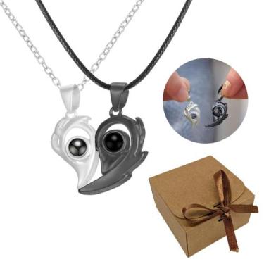 Imagem de Colar P/ Casal Magnético Metades Te Amo 100 Idiomas Presente - Things 