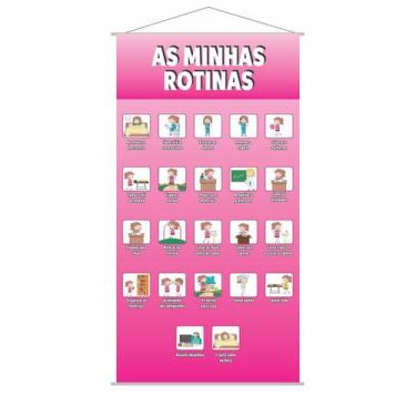 Imagem de Banner Pedagógico Minhas Rotinas Para Menina 120X65Cm - Plimshop