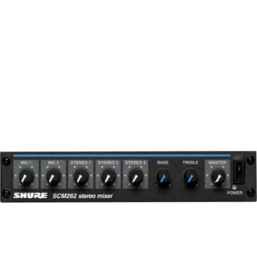 Imagem de Shure Mixer de microfone estéreo SCM262 com potência Phantom de 12 V, perfeito para restaurantes, aeróbica/clubes de saúde, treinamento corporativo e salas de aula