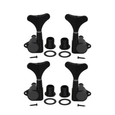 Imagem de FLEOR Pinos de afinação selados para baixo preto 2R2L Tuners cabeças de máquina botões de afinação para baixo de precisão Jazz Bass