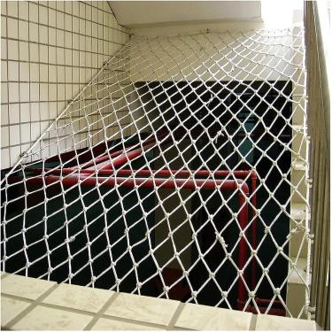 Imagem de Rede de corda branca rede de proteção infantil rede anti-queda malha de corda decorativa, para janelas, terraços, varandas malha decorativa, malha branca de 10cm, 3x4m (10x13 pés)