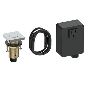 Imagem de Interruptor de eliminação de lixo, kit de interruptor de ar sem fio para triturador de resíduos alimentares, material de latão com acabamento cromado polido, botão de pressão superior de pia longa