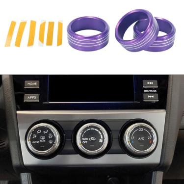 Imagem de INFINAUTO Anel de cobertura do botão de controle de temperatura do aquecedor de ar condicionado AC, acabamento de decalque interior para Subaru Forester 2014-2018 roxo, 3 peças
