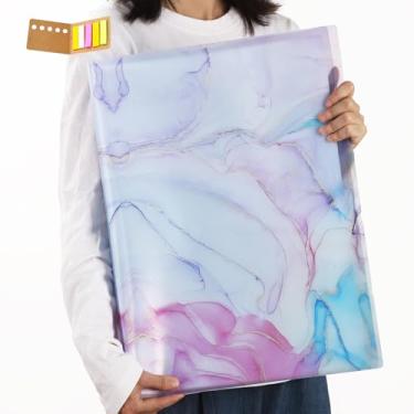 Imagem de Qunrwe Pasta de Portfólio para Obras de Arte, Estojo de Portfólio de Arte A3 com 60 Páginas, Livro de Armazenamento de Pintura de Diamante Azul Mármore, Protetor de Bolso de 11,8x1 ()
