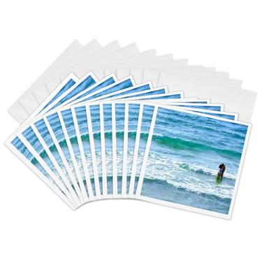 Imagem de 3dRose Lovers embrace at sea - abraço romântico no oceano - romance verão praia - Cartões comemorativos, 15,24 x 15,24 cm, conjunto de 12 (gc_155682_2)