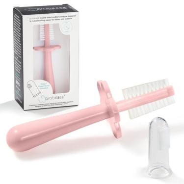 Imagem de grabease Escova de dentes de dedo de bebê – Escova de dentes dupla face para banho de bebê – Escova de dentes para bebês – Sem BPA e sem ftalatos a partir de 12 meses – 1 pacote com 1 escova de dentes