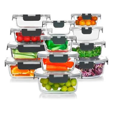 Imagem de Recipientes Vidro Armazenamento Alimentos, Tampas Herméticas, Recipientes de Vidro para Marmitas, Compatíveis com Micro-ondas, Forno, Freezer e Lava-louças