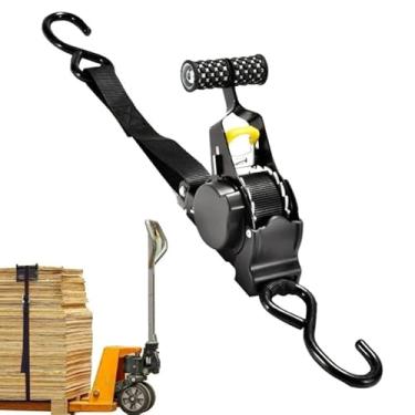 Imagem de Cinta de Amarração com Catraca Retrátil, Ganchos Duplos, Preta, para Motos e Cargas