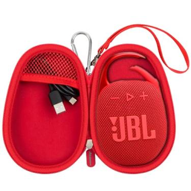 Imagem de Capa de substituição para alto-falante compatível com JBL Clip 5/Clip 4, bolsa protetora de armazenamento para alto-falantes Bluetooth serve apenas para carregador e cabo USB (vermelho)