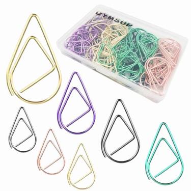 Imagem de Grampos de papel fofos em forma de gota, pacote com 100 clipes de escritório multicoloridos clipes de papel para documentos materiais escolares para convites de casamento de escritório marcador de livro alunos meninas crianças (2 tamanhos, 5 cores)
