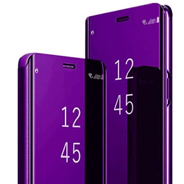 Imagem de Capa para celular Galaxy A16 compatível com Samsung Galaxy A16 5G com suporte, couro PU, capa flip espelhada transparente à prova de choque para Samsung A16 5G 6,7 polegadas (roxa)