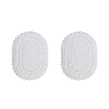 Imagem de Better Trends Conjunto de 2 peças de tapete de crochê Lilly 100% algodão macio oval 43 x 61 cm tapete de banheiro absorvente de água lavável tapete de banho reversível para banheiro decoração de chão