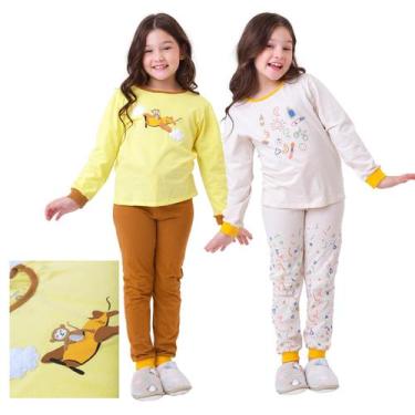 Imagem de Kit Pronto 4 Peças Pijama Macio Comprido, Longo Infantil 2 Camisas  2 