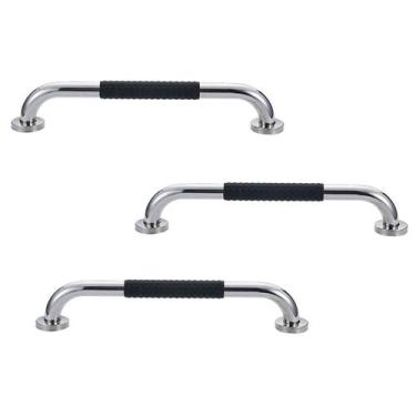 Imagem de Barra de Apoio 30cm Inox Suporte Antiderrapante Kit 3 unidades Banheir