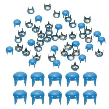 Imagem de PATIKIL Pinos de metal de 5 mm, 200 peças de contas redondas de garra de cúpula rebites de cabeça de prego para artesanato de couro roupas bolsa de cinto sapatos, azul