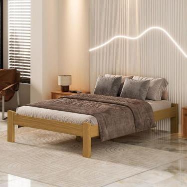 Imagem de Cama De Casal Turca De Madeira Maciça Reforçada Nogueira Nemargi