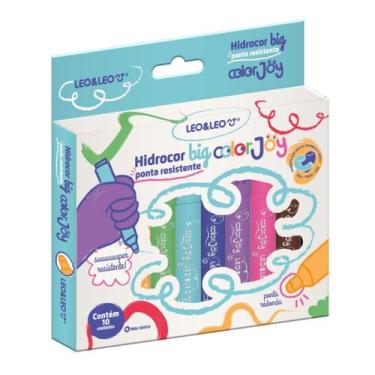 Imagem de Caneta hidrocor big com 10 cores ponta não afunda colorjoy  - Leonora