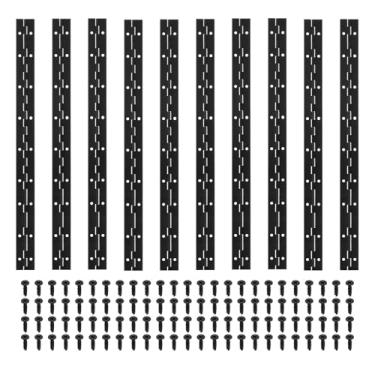 Imagem de PATIKIL Dobradiça de piano de 45 x 3 cm, pacote com 10 dobradiças contínuas de aço inoxidável 304 com furos para porta de portão de piano, caixa de armazenamento de madeira, barco de armário, preto