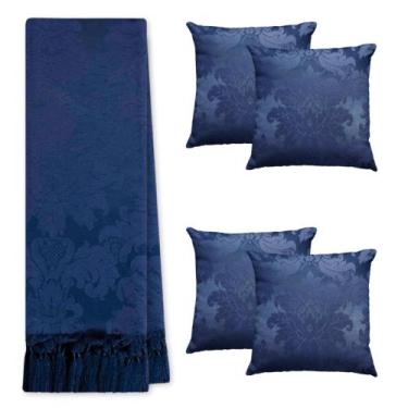 Imagem de Kit Manta Xale Grande Para Sofá E Cama Protetora Com 4 Almofadas CHEIA
